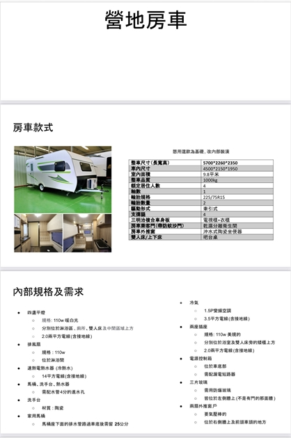 營地型露營Ａ型車四人床位...售價65萬